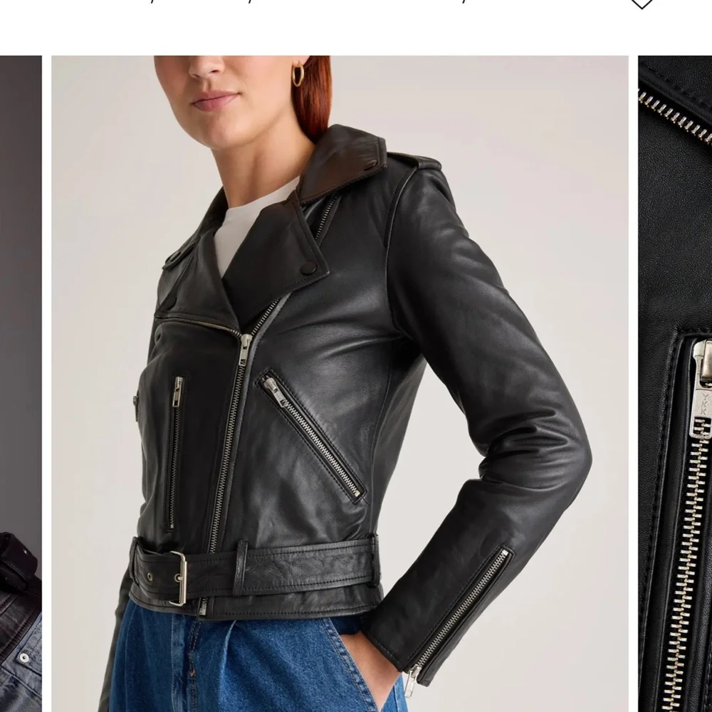 Quince Women’s Leather Motorcycle Jacket Size Large - Picture 3 of 3
